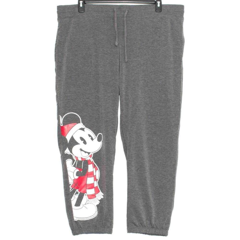Disney Sweatpants Joggers Mickey Winter Graphic Athleisure Lounge Cozy Gray 1X